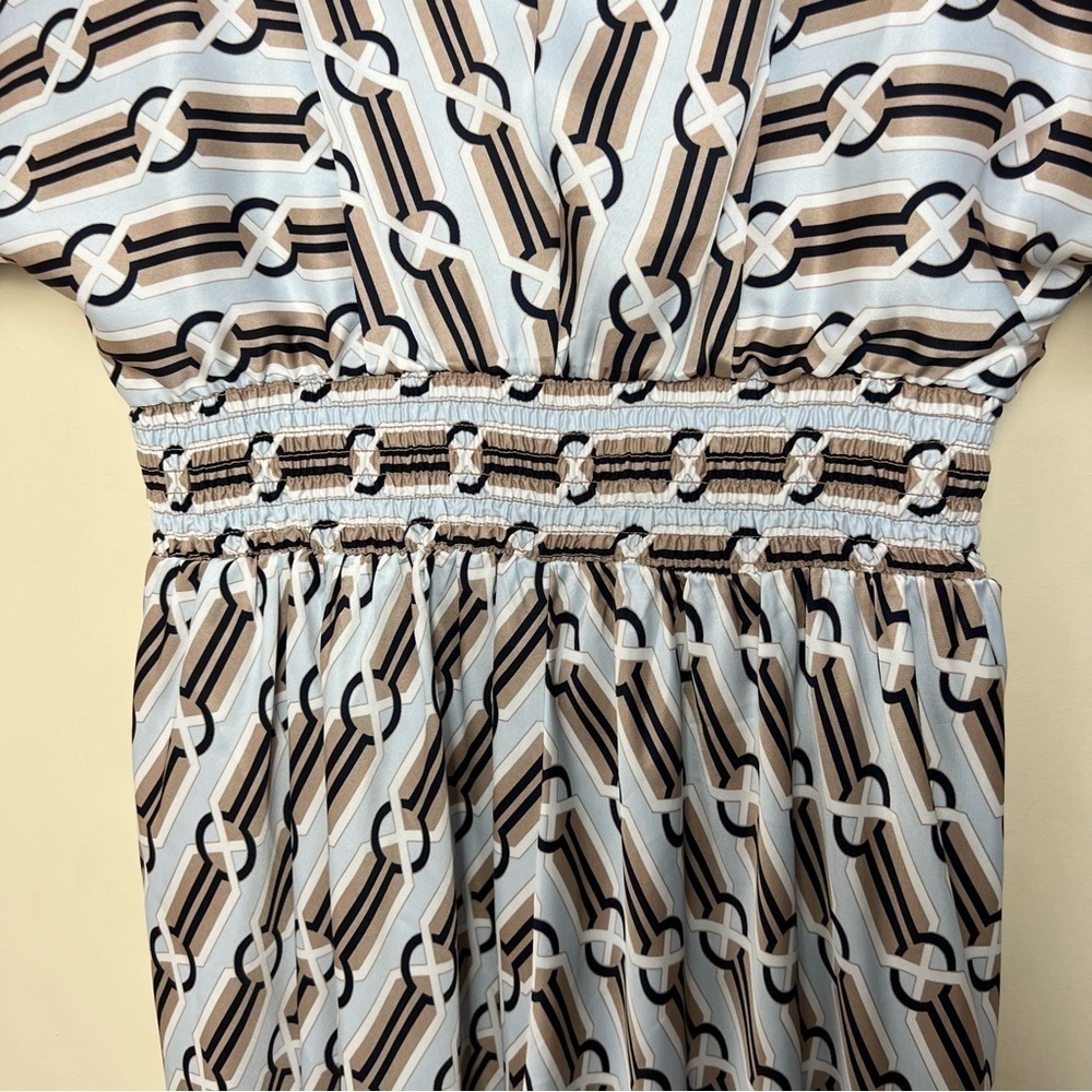 ANN TAYLOR Chain Print Midi Dress in Gray Smoke - Picture 8 of 9